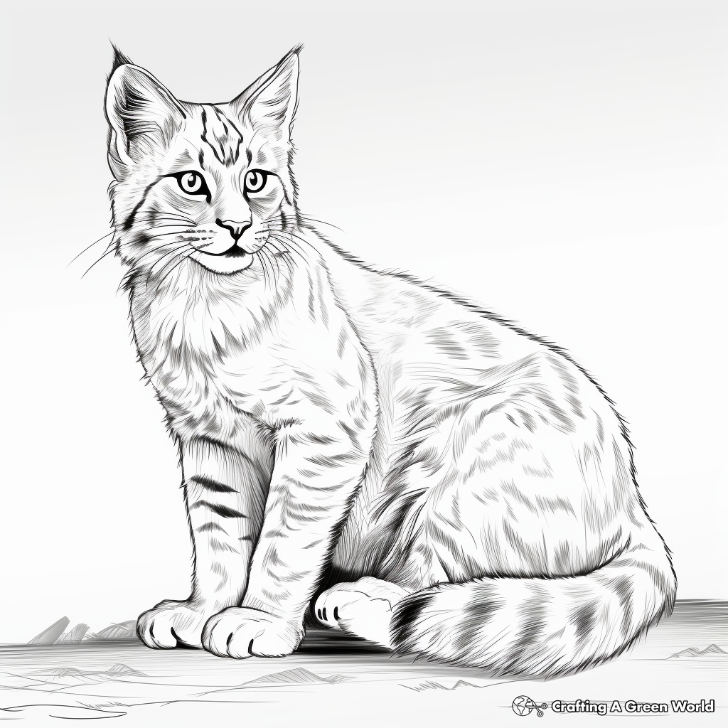 Wild Lynx Point Tabby Cat Coloring Pages 3