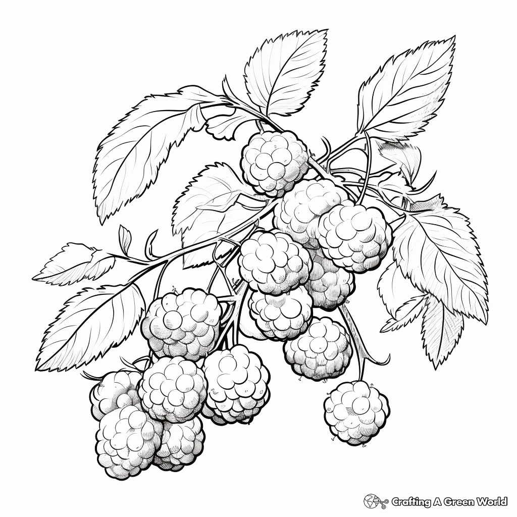 Wild Raspberry Bush Coloring Pages 1
