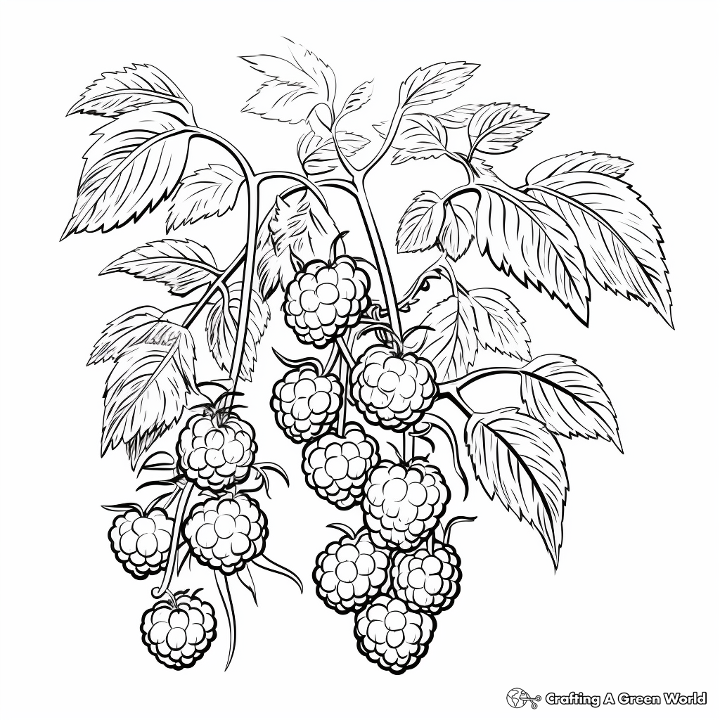 Wild Raspberry Bush Coloring Pages 2