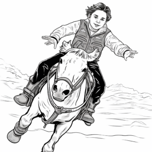Wild West Bull Riding Coloring Pages 1