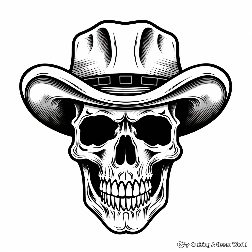 Wild-West Cowboy Skull Coloring Pages 1