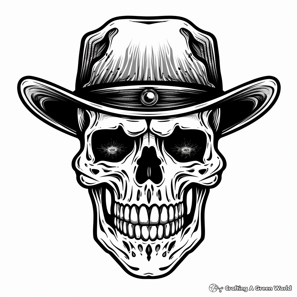 Wild-West Cowboy Skull Coloring Pages 2