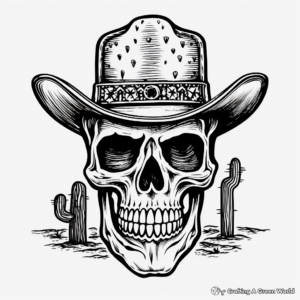 Wild-West Cowboy Skull Coloring Pages 4