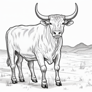 Wild West Longhorn Bull Coloring Pages 1