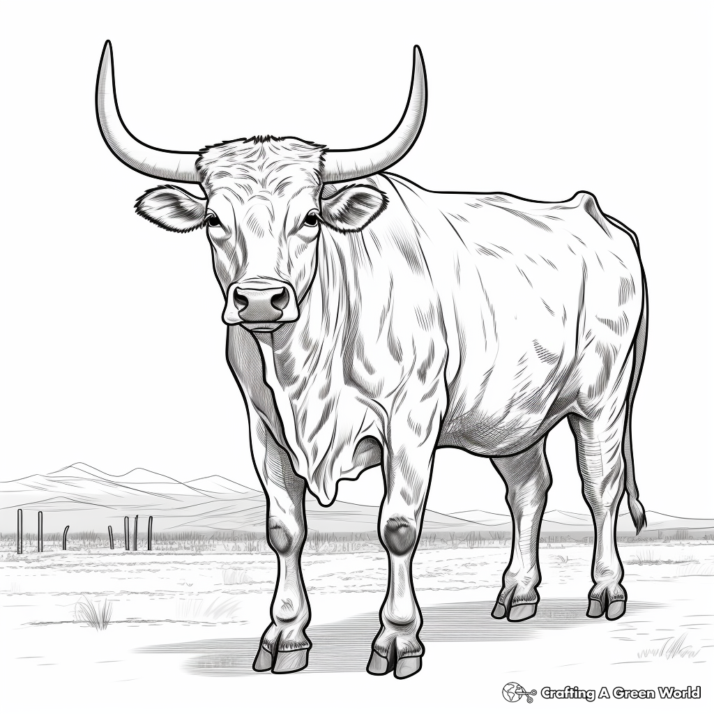 Wild West Longhorn Bull Coloring Pages 4