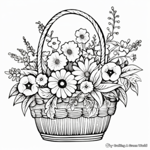Wildflower Basket Coloring Pages for Nature Lovers 2