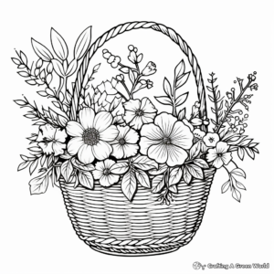 Wildflower Basket Coloring Pages for Nature Lovers 3