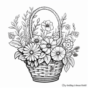 Wildflower Basket Coloring Pages for Nature Lovers 4