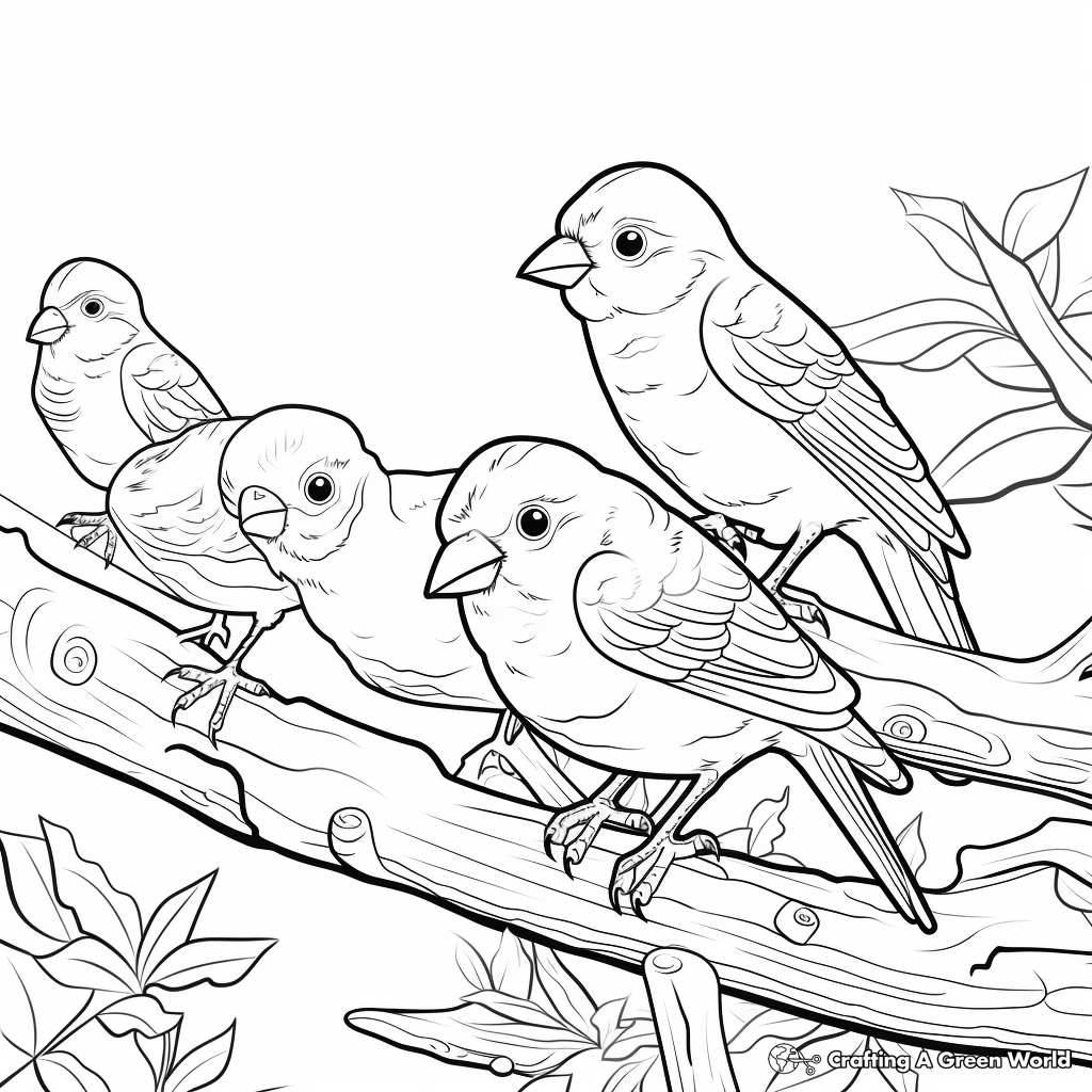 Wildlife American Goldfinch Habitat Coloring Pages 2