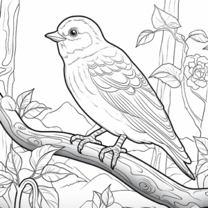 Wildlife American Goldfinch Habitat Coloring Pages 3