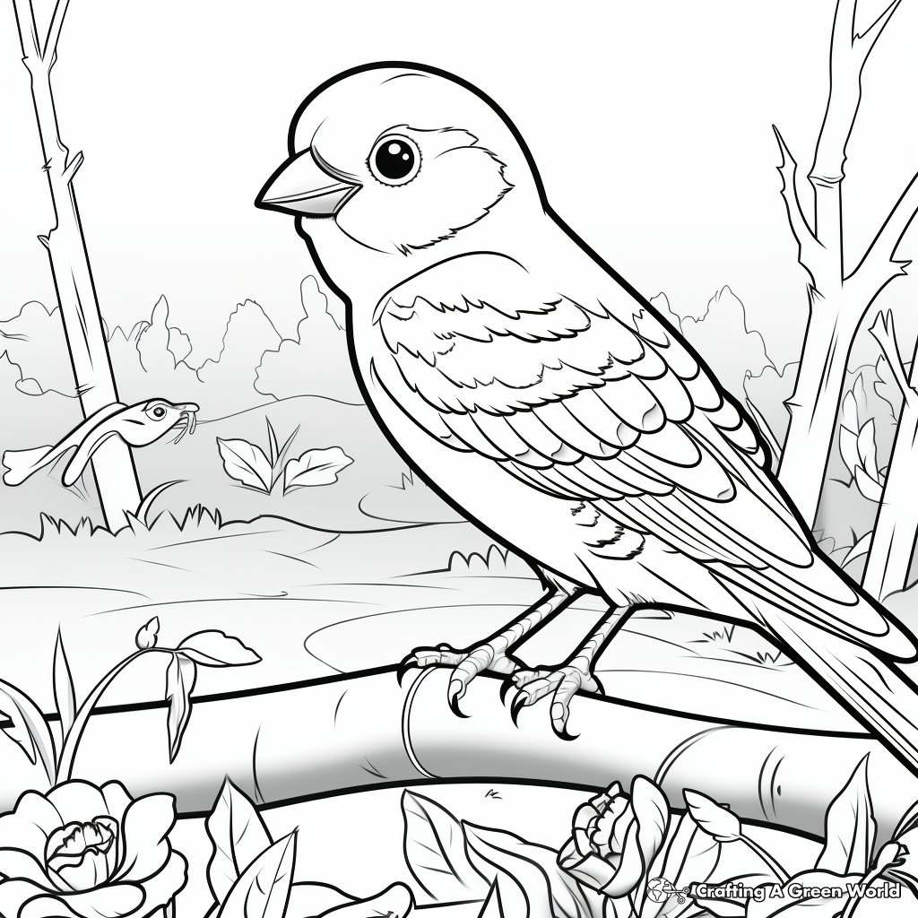 Wildlife American Goldfinch Habitat Coloring Pages 4