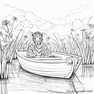 Wildlife and Rowboat Scenery Coloring Pages 1
