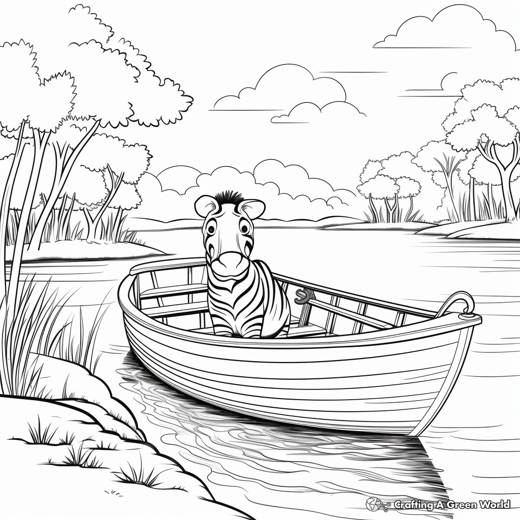 Wildlife and Rowboat Scenery Coloring Pages 4