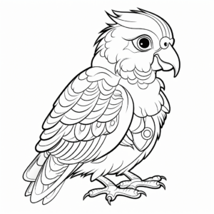 Wildlife Inspired Green Parrot Coloring Pages 1