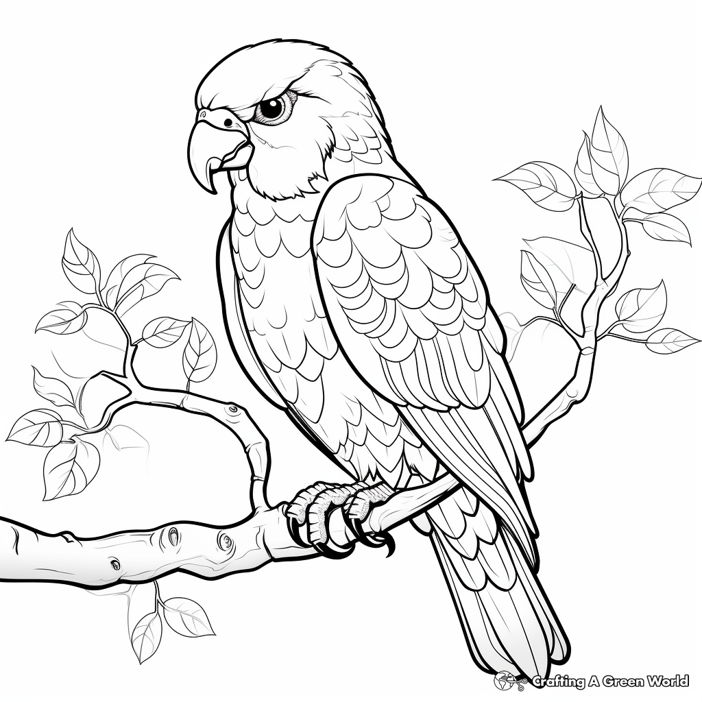 Wildlife Inspired Green Parrot Coloring Pages 3