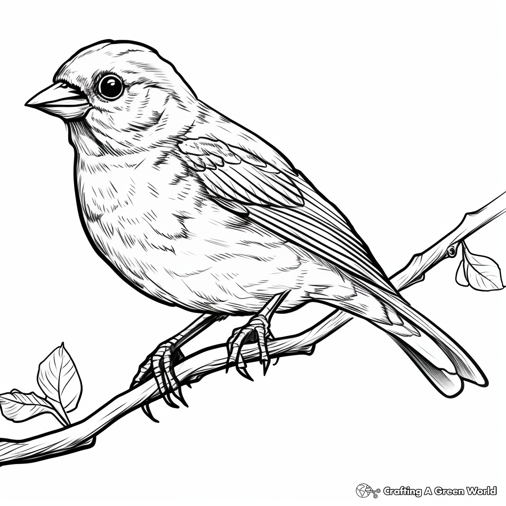 Wildlife Sparrow Coloring Pages for Adults 1