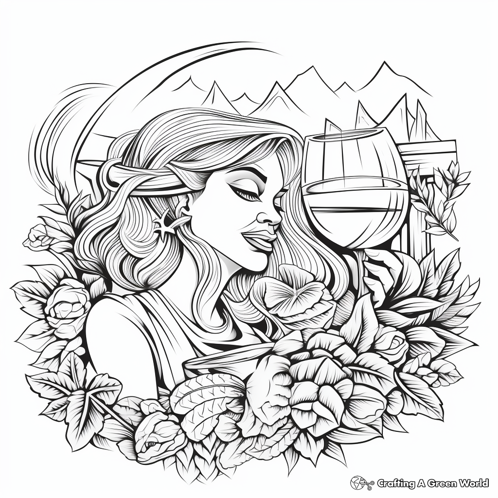 Wine Lovers' Stress Relief Coloring Pages 2