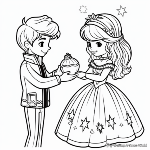 Winter Ball: Princess and Prince Coloring Pages 1