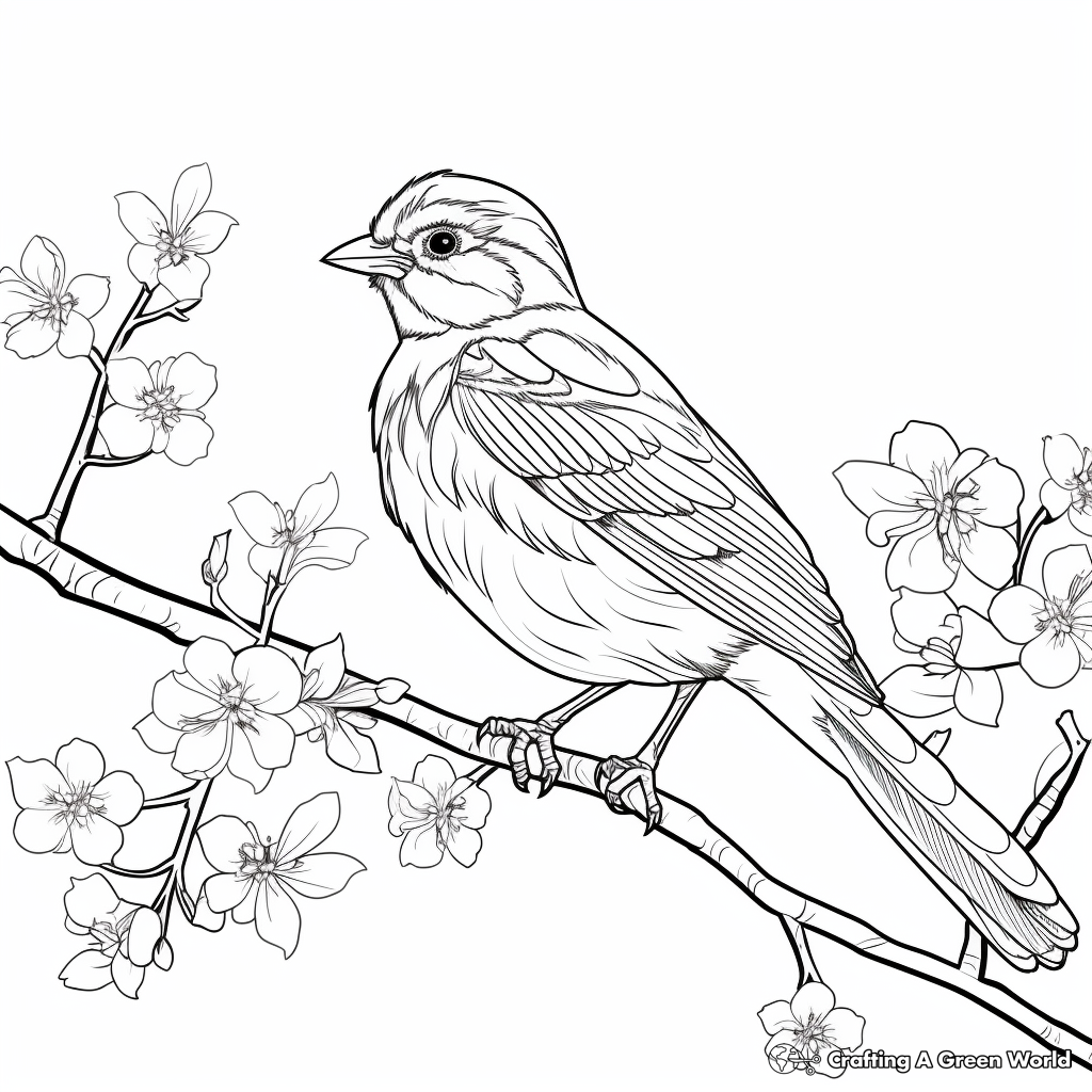 Winter Oriole Coloring Page 4