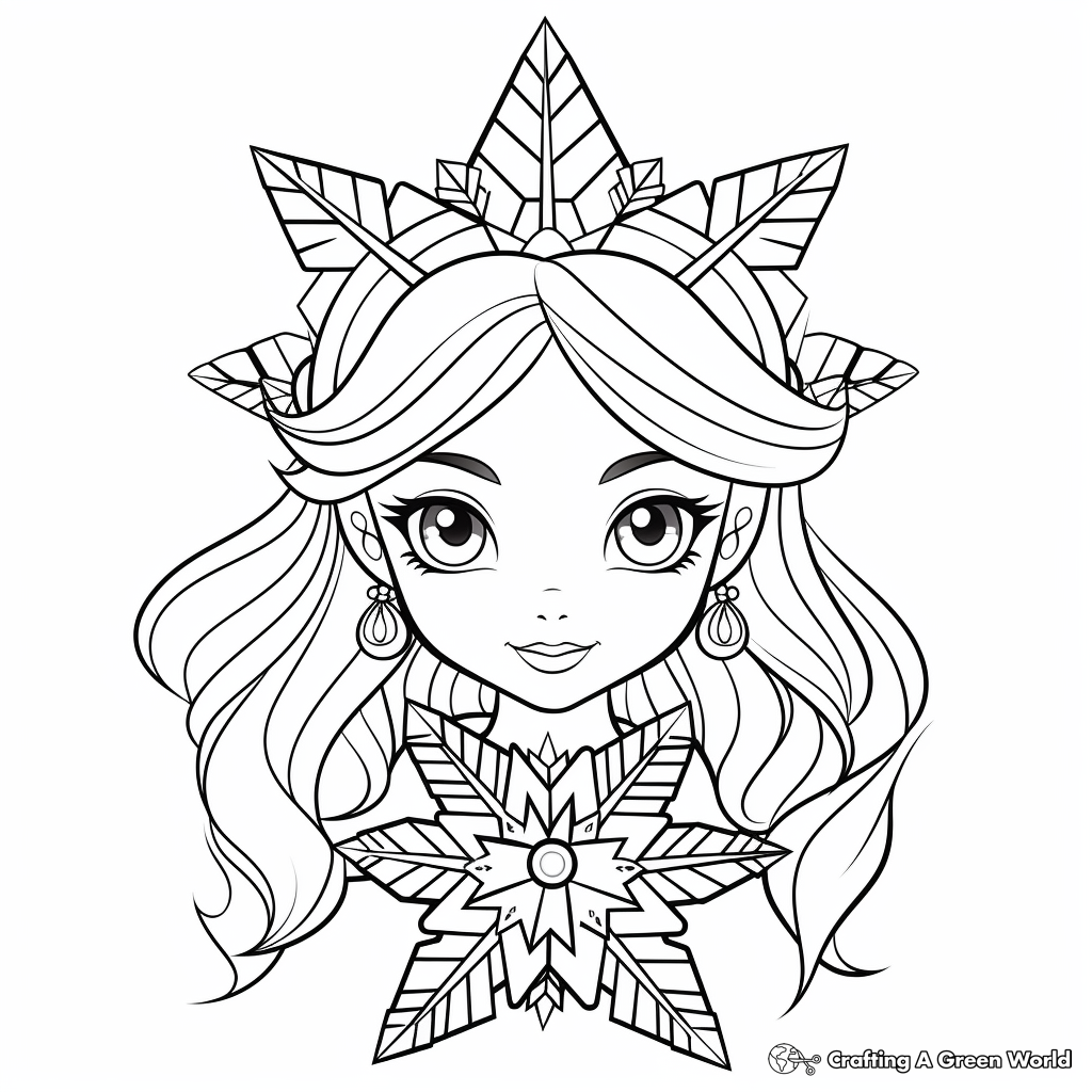 Winter Princess and Crystal Snowflake Coloring Pages 2