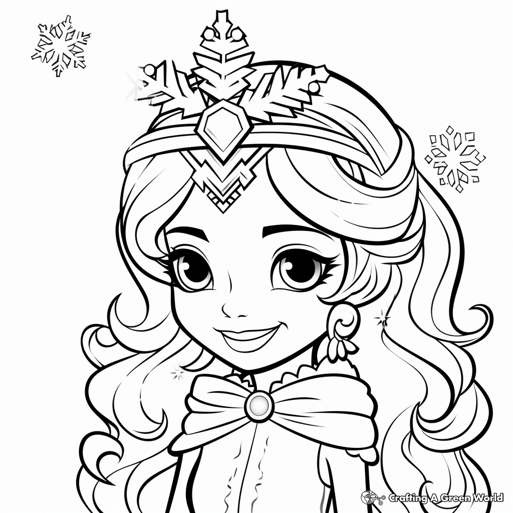 Winter Princess Celebrating Christmas Coloring Pages 2