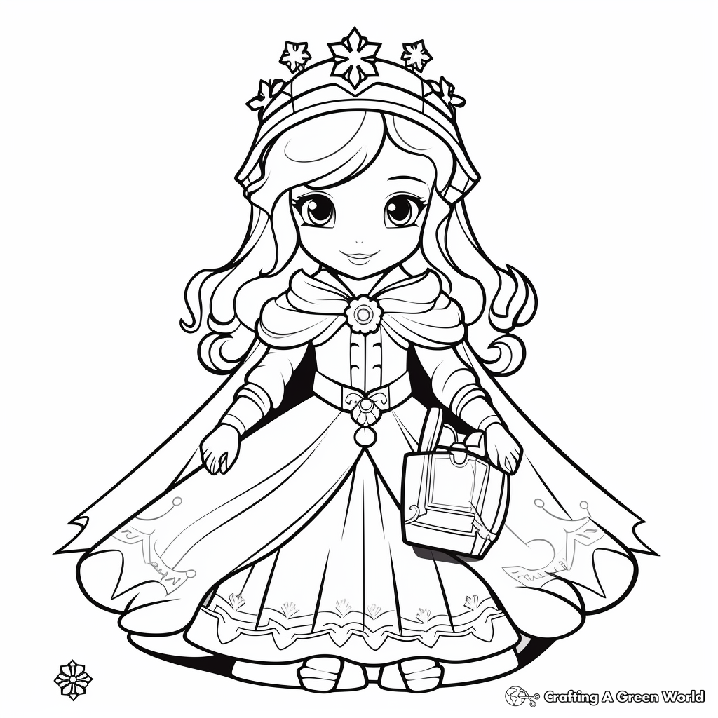 Winter Princess Celebrating Christmas Coloring Pages 3