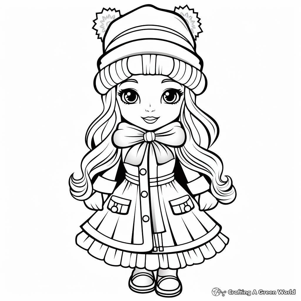 Winter Princess Celebrating Christmas Coloring Pages 4