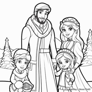Winter Princess Family Coloring Pages: King, Queen, and Princess 4