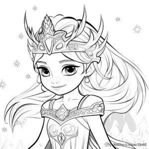 Winter Princess with Ice Dragon Coloring Pages 2