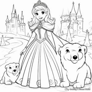 Winter Princess with Polar Bears Coloring Pages 3