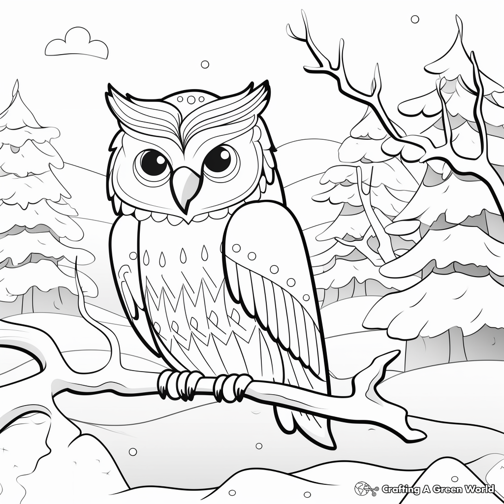 Winter Scene with Snowy Owl 2
