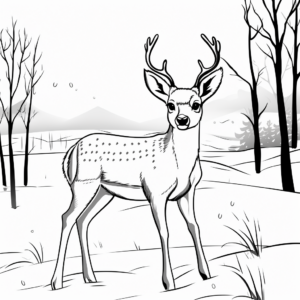 Winter Scene: Mule Deer in the Snow Coloring Pages 3