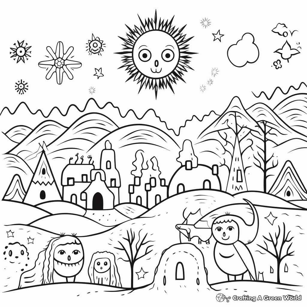 Winter Solstice Folklore Creatures Coloring Pages 3