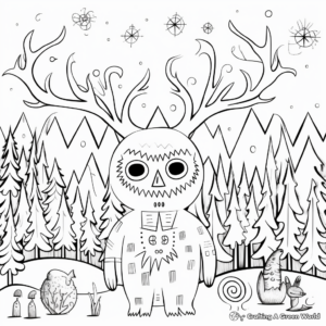 Winter Solstice Folklore Creatures Coloring Pages 4