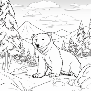 Winter Thematic Polar Bear And Snow Coloring Pages 2