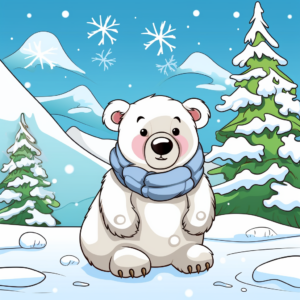Winter Thematic Polar Bear And Snow Coloring Pages 3