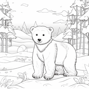 Winter Thematic Polar Bear And Snow Coloring Pages 4