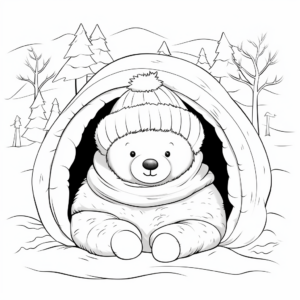 Winter Theme Hibernating Bear Coloring Pages 3