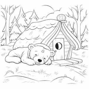 Winter Theme Hibernating Bear Coloring Pages 4