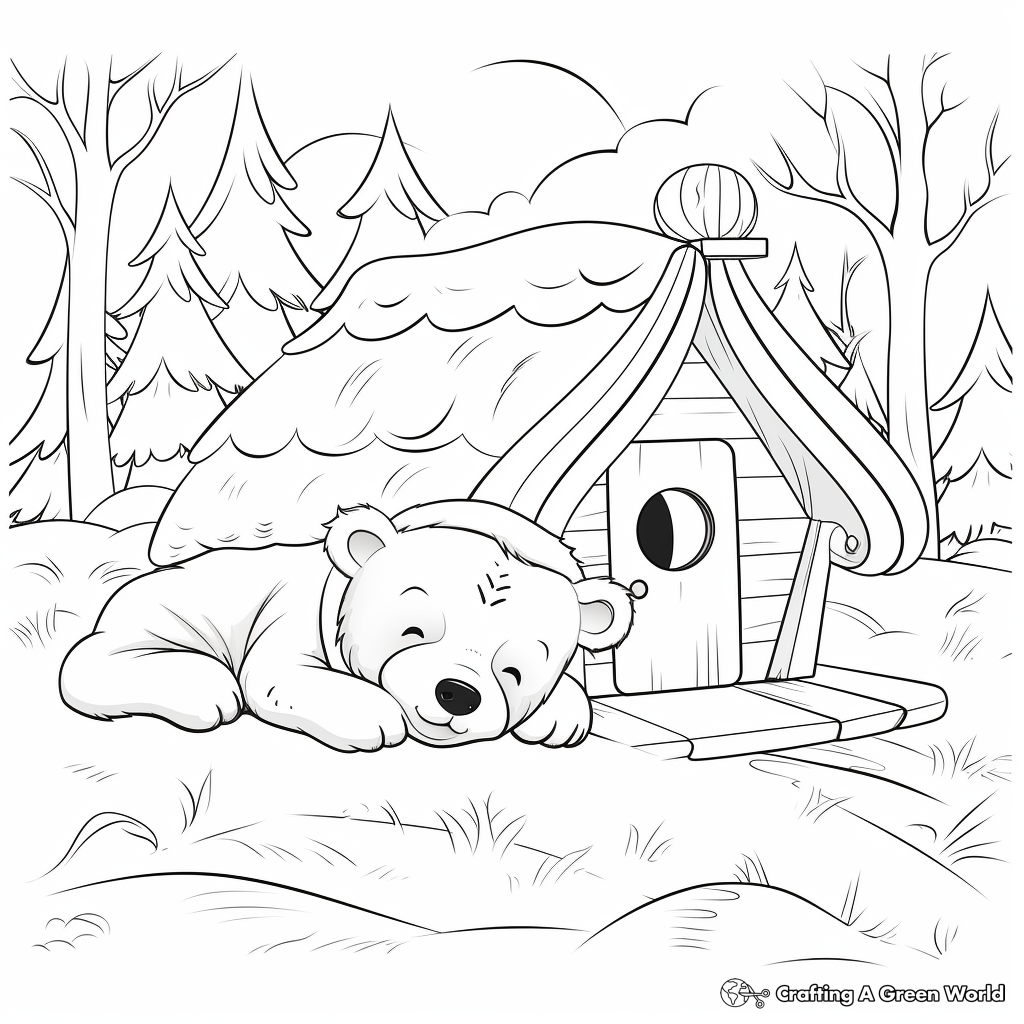Winter Theme Hibernating Bear Coloring Pages 4