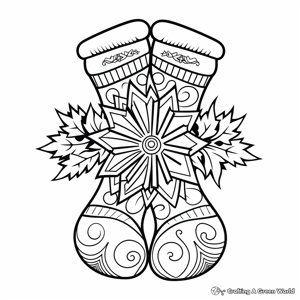 Winter Theme: Snowflake Socks Coloring Pages 2