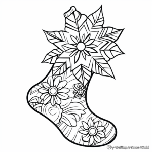 Winter Theme: Snowflake Socks Coloring Pages 3