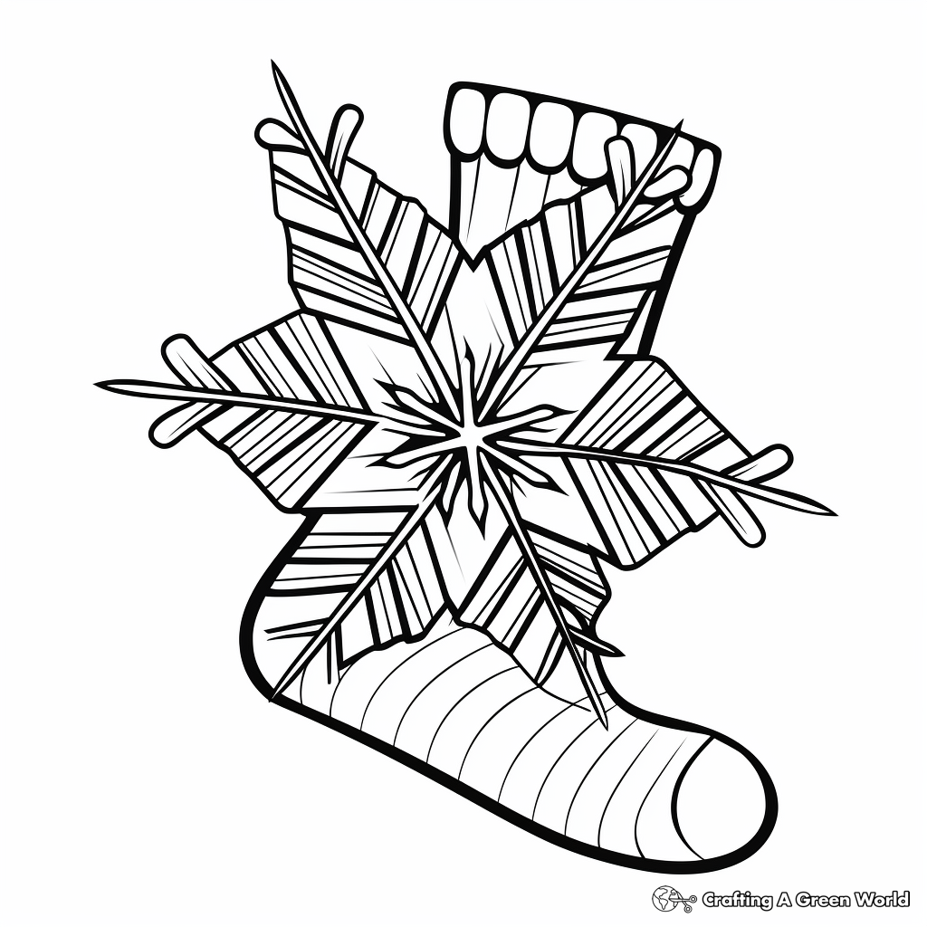 Winter Theme: Snowflake Socks Coloring Pages 4