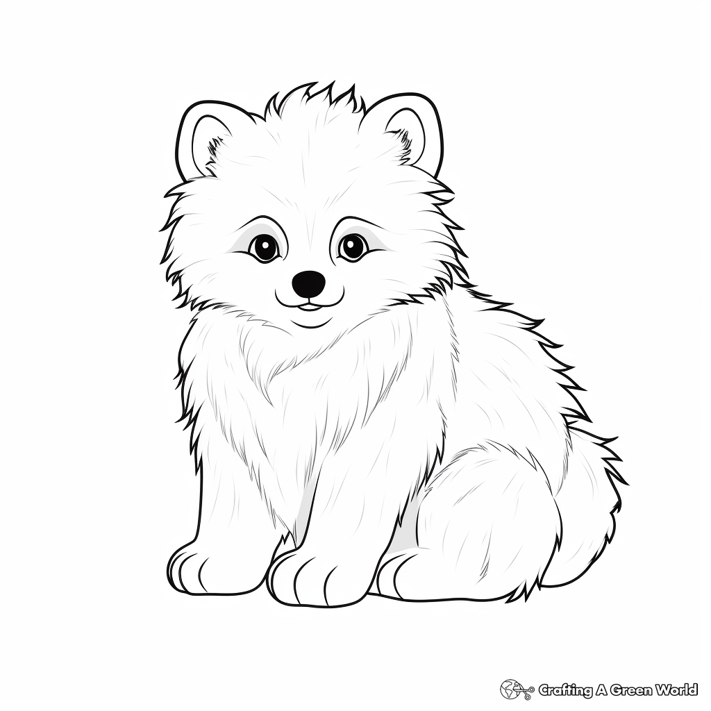 Winter-themed Arctic Fox Coloring Pages 2