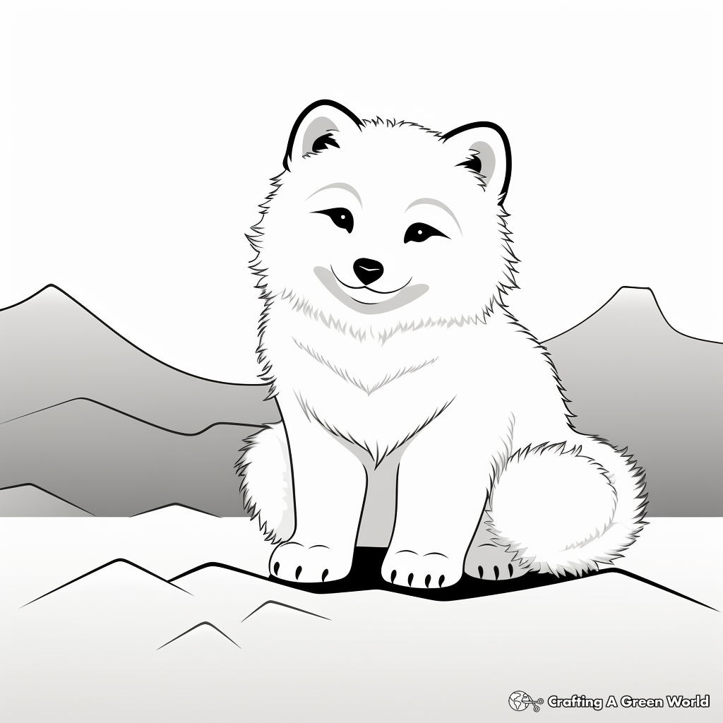 Winter-themed Arctic Fox Coloring Pages 3