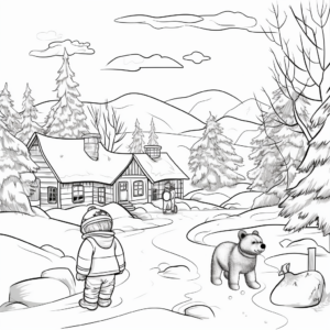 Winter Themed Bear Hunt Coloring Pages 2