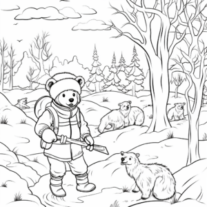 Winter Themed Bear Hunt Coloring Pages 3
