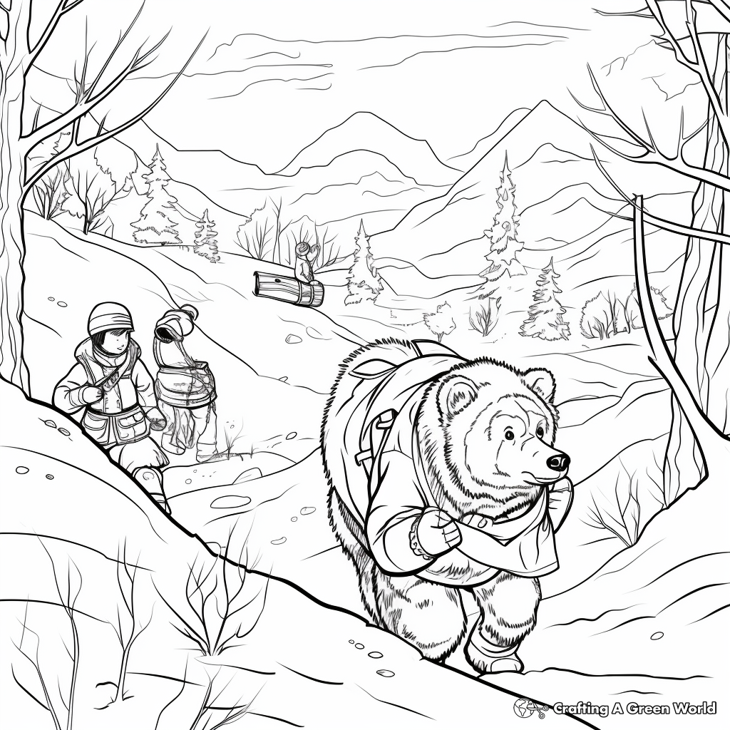 Winter Themed Bear Hunt Coloring Pages 4