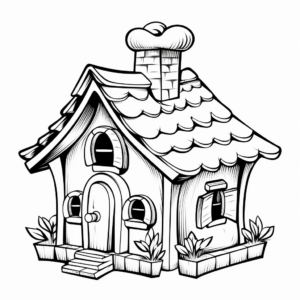 Winter-Themed Bird House Coloring Pages 3