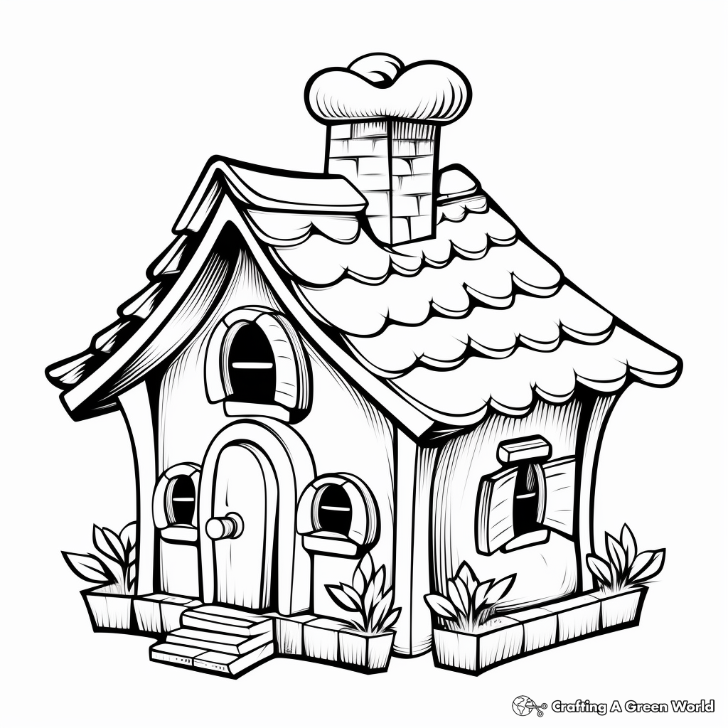 Winter-Themed Bird House Coloring Pages 3